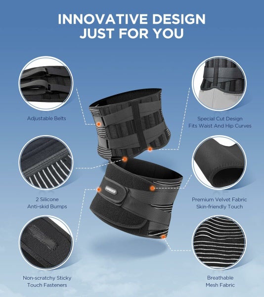 Back Brace for Lower Back with 3D Lumbar Pad 6X Back Support Belt Carousel 13