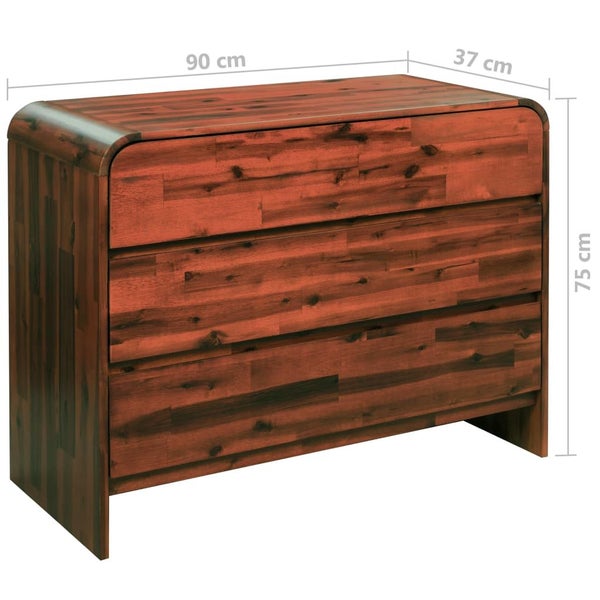 Chest Of Drawers Solid Acacia Wood 90X37X75 Cm Xapokp Carousel 2