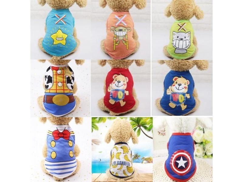 25 Styles Dog Shirt Pet Puppy Dog Cat Vest Summer Cotton Cartoon Pattern Dog Carousel 2