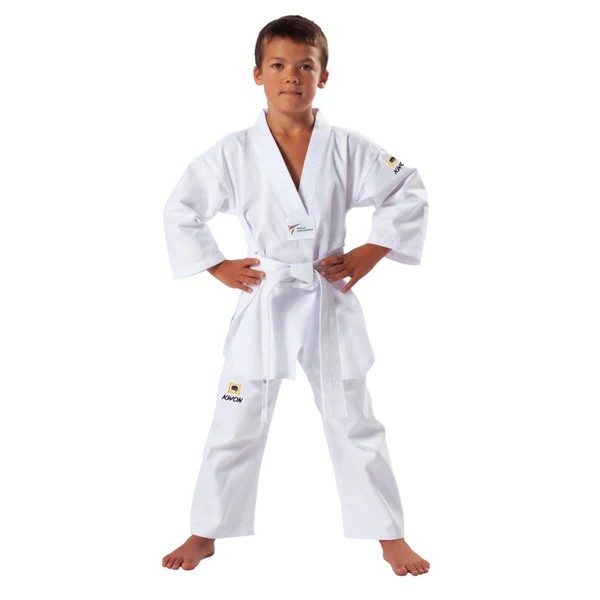 Kwon Kids Evolution Uniform 100cm White Collar - WT Approved Carousel 1