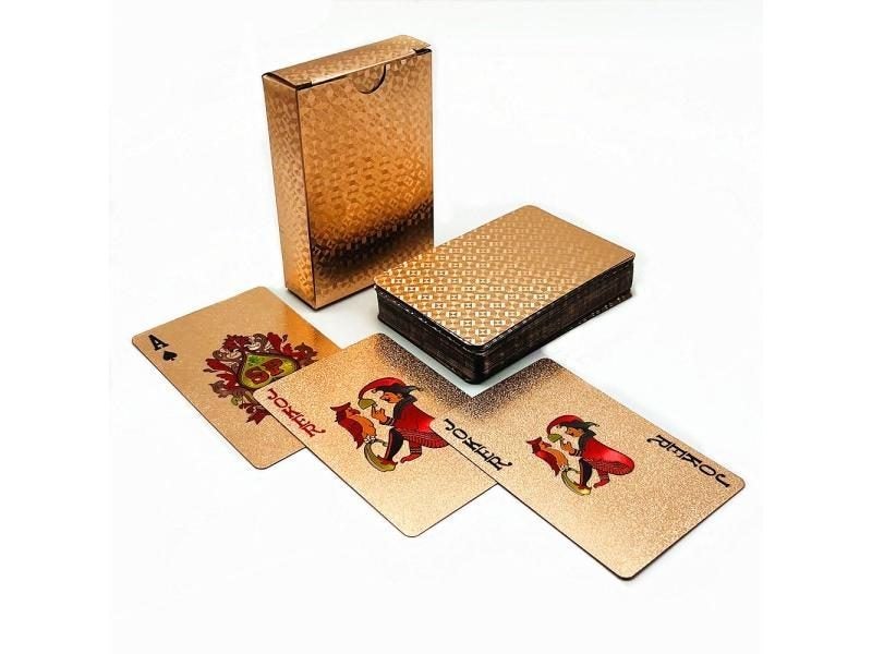 New 1 Deck Plastic Poker Waterproof Black Gold Playing Cards Travel Family Game Carousel 1