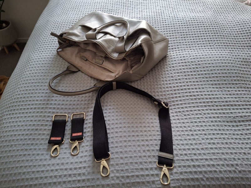 Jem and Bea Changing bag in soft grey leather62864737255299114