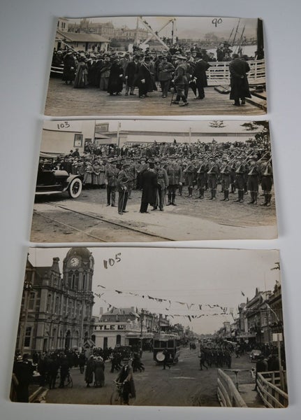 Three Antique Photos - WW1 Military Parades / Presentations Carousel 1