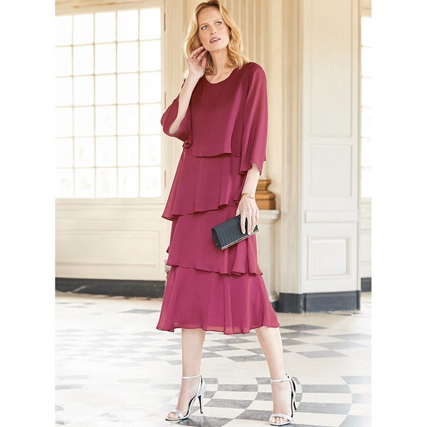 Stunning Layered Dress for that Special Occasion - Size 14 - Plum629306909894411124