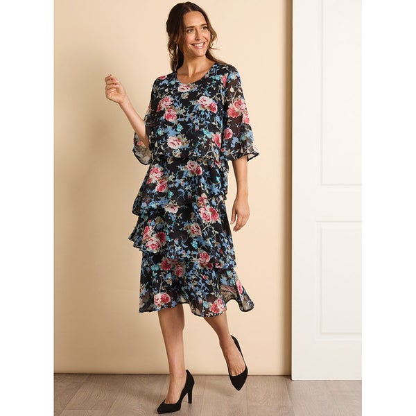 Stunning Layered Dress for that Special Occasion - Size 14 - Floral629376336643871116