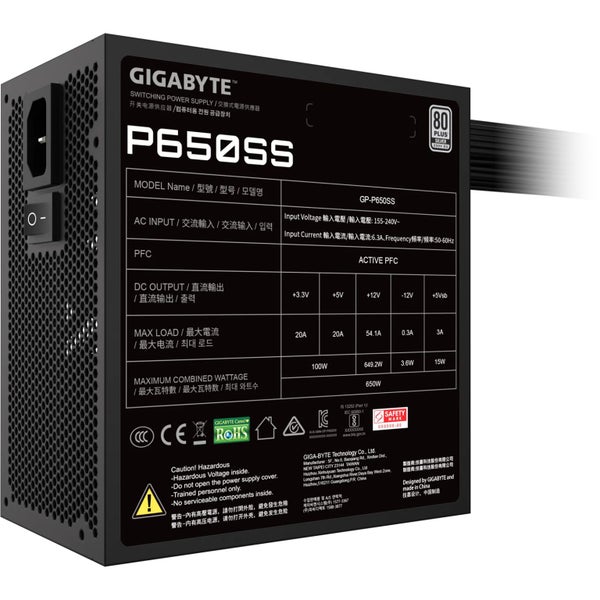 Gigabyte P650SS Black 650W ATX 3.1 ready 80 Plus Silver Power Supply - Fixed Carousel 7