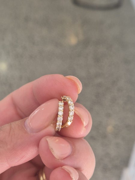 18ct Gold Diamond huggie earrings Carousel 2