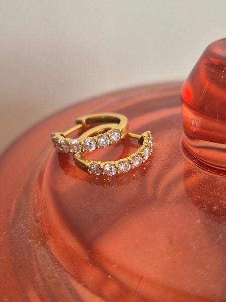 18ct Gold Diamond huggie earrings Carousel 1