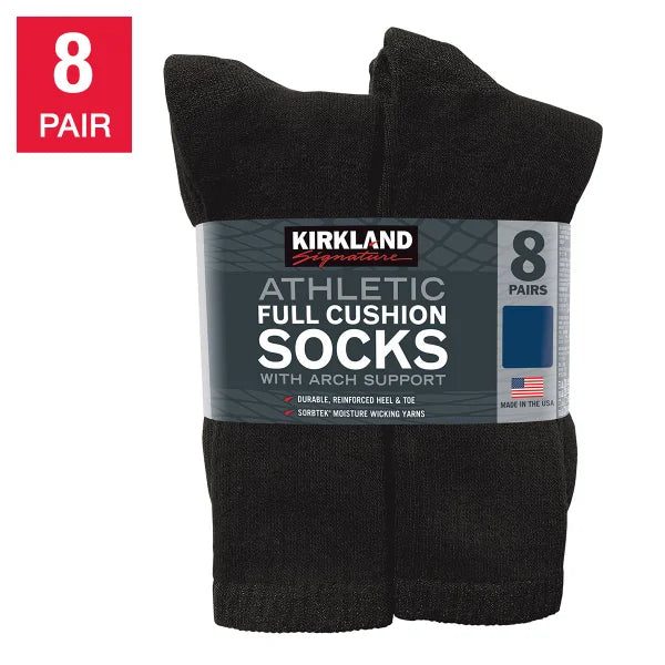 Men's Athletic Full Cushion Sock, 8-pair, Size: 8-12 TC8859 |TOUCHANDCATCH NZ Carousel 1