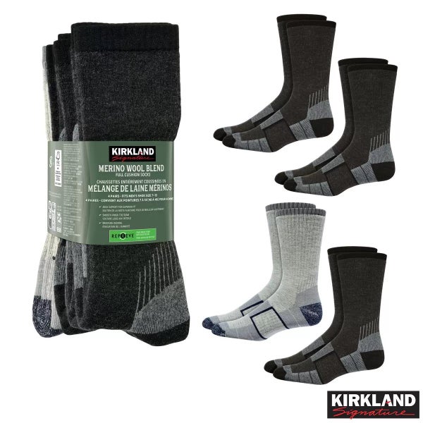 Men's Merino Wool Blend Full Cushion Socks, 4-pair TC1320 |TOUCHANDCATCH NZ Carousel 1
