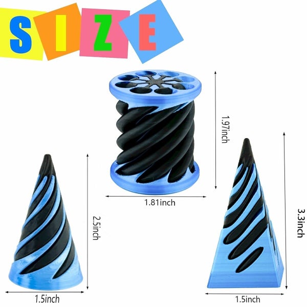 3 Packs Impossible Cone Spiral Cone Fidget Toy Impossible Pyramid Passthrough Carousel 2