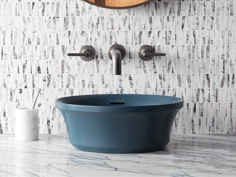 Claybrook Flute Round Vessel Basin in Midnight Blue *Ex-Display* Was $1899 Carousel 1