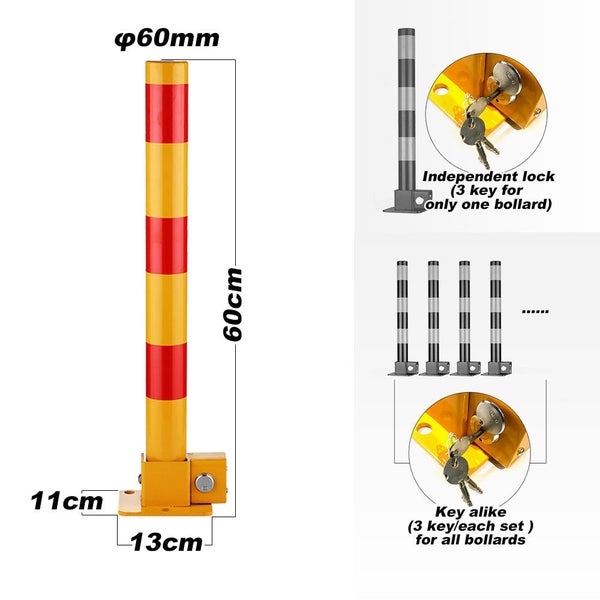 Parkero Red Parking Bollard locker Barrier Key Alike / Independent lock Fold ... Carousel 2