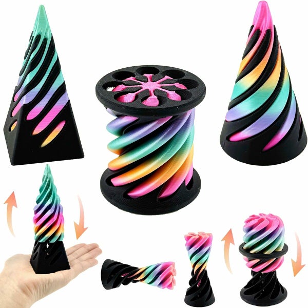 3 Packs Impossible Cone Spiral Cone Fidget Toy Impossible Pyramid Passthrough Carousel 1