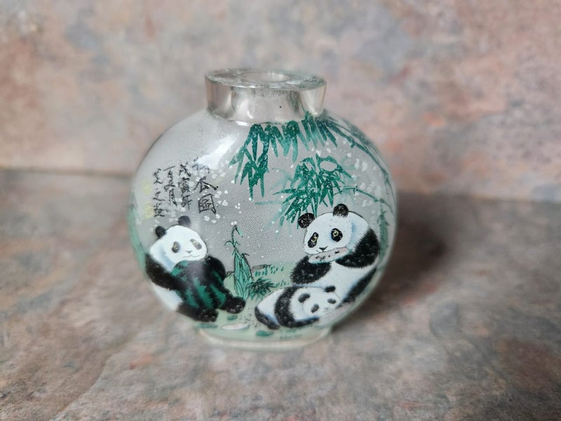 Chinese glass snuff bottle Pandas painted inside bottle Carousel 2