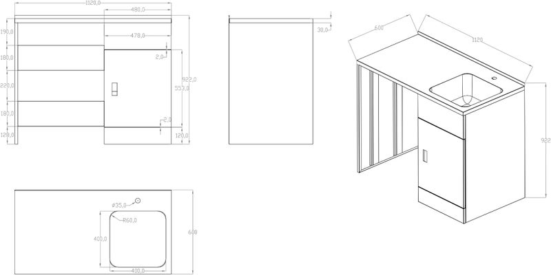 LAUNDRY TUB 1120mm NEW Carousel 3