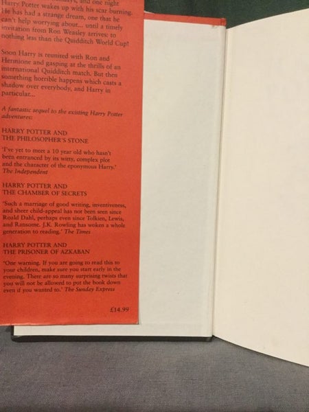 First edition seventh printing hardcover Harry Potter and the goblet of fire. Carousel 2