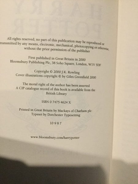 First edition seventh printing hardcover Harry Potter and the goblet of fire. Carousel 4