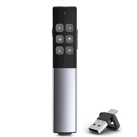 Wireless Presentation Clicker with Air Mouse Control 2 in 1 USB-C Rechargeable Carousel 1