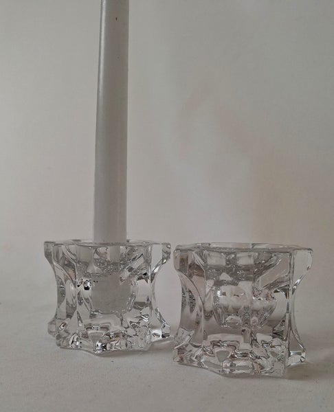 +++ GLASS (2) CANDLE HOLDERS +++62863873046019118