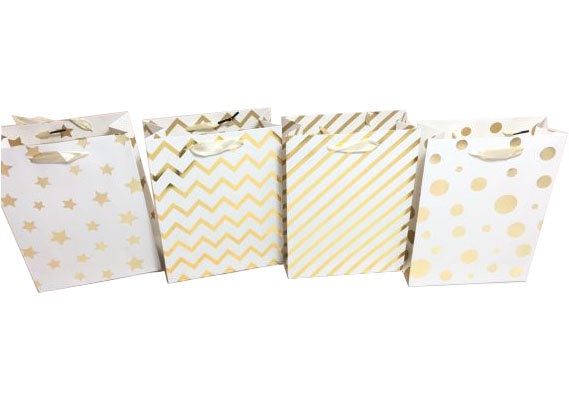 Gift Bag White Pattern Foil Mix Design Large 39x30x12 Carousel 1