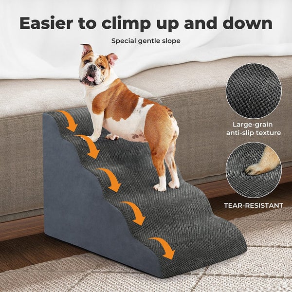 Pawz 5 Steps Pet Stairs Dog Ramp High Density Foam Non-Slip Ladder for Bed Sofa Carousel 2
