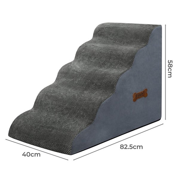 Pawz 5 Steps Pet Stairs Dog Ramp High Density Foam Non-Slip Ladder for Bed Sofa Carousel 10