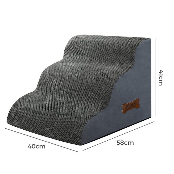 Pawz 3 Steps Pet Stairs Dog Ramp High Density Foam Non-Slip Ladder for Bed Sofa Carousel 10