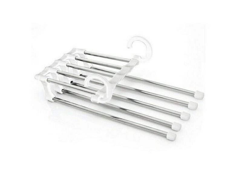 5 In 1 Magic Trouser Rack Hangers Stainless Steel Folding Pant Rack Tie Hanger Carousel 1