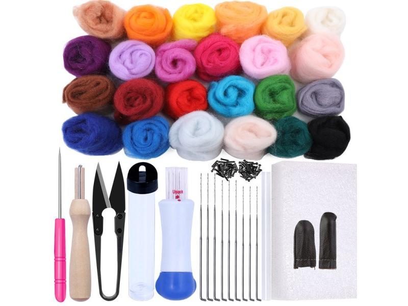 MIUSIE Needle Felting Kit With Wool Tools Fabric Carousel 1