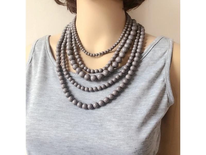 New Statement Chunky Five Layers Acrylic Marble Beads Collar Necklace 3 Colors Carousel 1