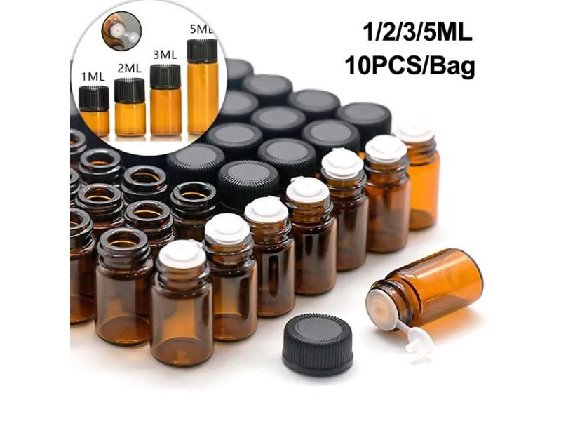 10PC Empty Amber Glass Essential Oil Bottle Laboratory Glass Perfume Bottle Oil Carousel 1