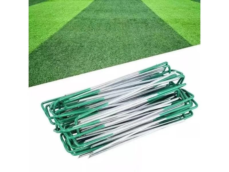 20-Pack Green TOP 6 Inch Garden Stakes Landscape Staples U-Type Turf Stake For Carousel 1
