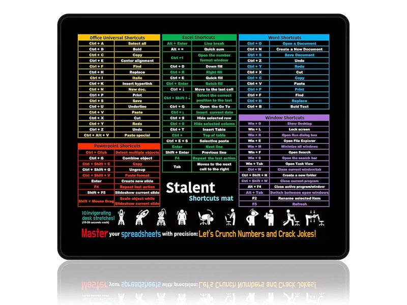 25x30cm Computer Mouse Pad with Excel Word PowerPoint Windows Shortcuts L Carousel 1