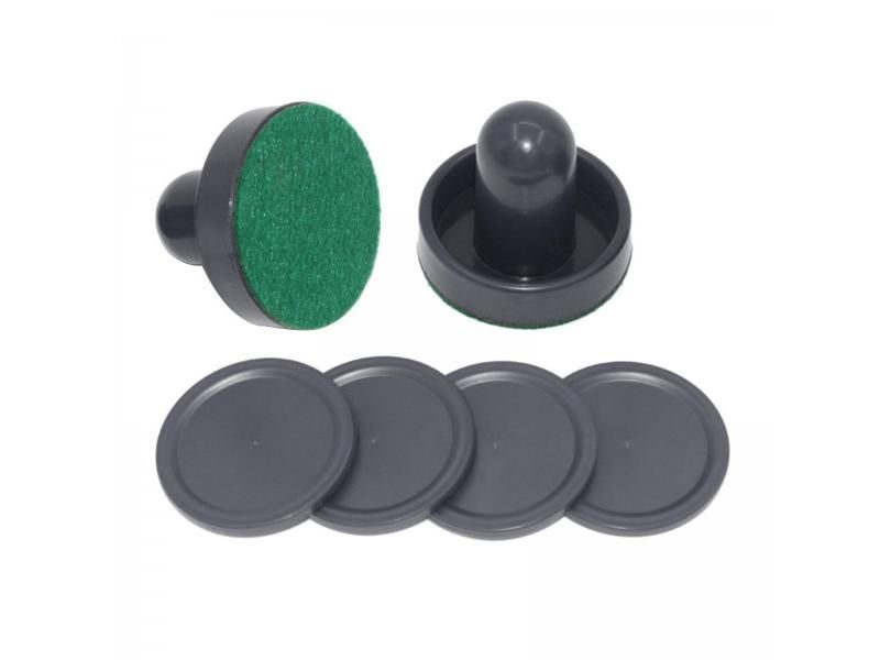 2PCS Plastic Air Hockey Pushers 4PCS Pucks Replacement For Game Tables Black Carousel 1
