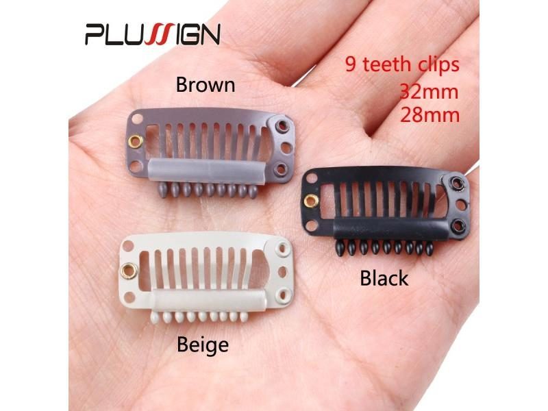 10Pcs Clips 9-Teeth Snap-Comb Wig Clips With Rubber For Hair Extension Wigs Carousel 1