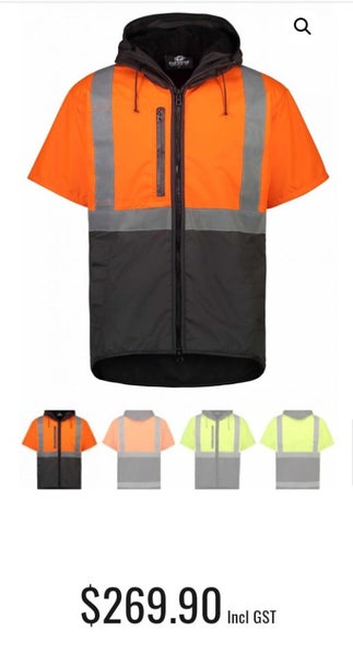 Far South Dacre HiViz Oilskin Short Sleeve Vest Hood Carousel 2