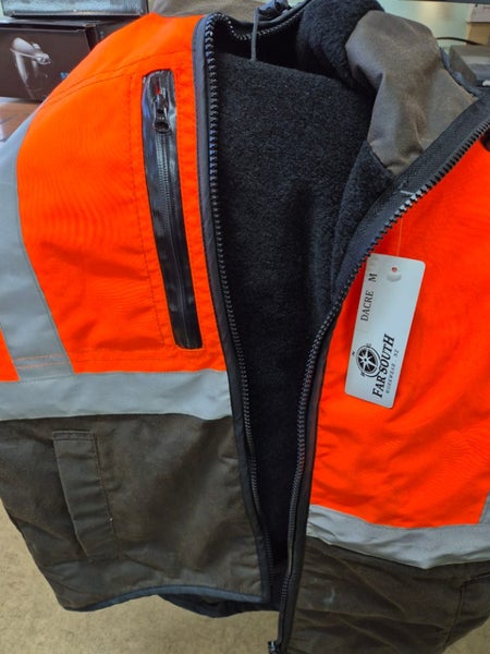 Far South Dacre HiViz Oilskin Short Sleeve Vest Hood Carousel 4