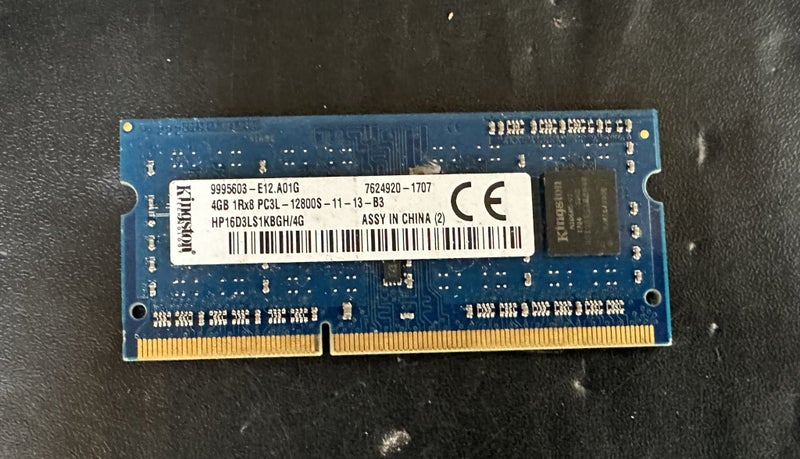 Kingston Memory RAM 4GB 1Rx8 PC3L-12800S-11-13-B3 #6 - $1 Reserve (PU42 Cubby) Carousel 1