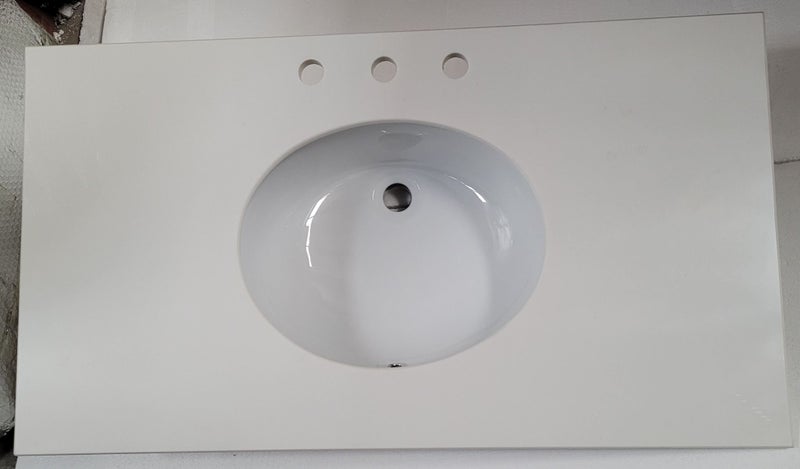 Engineered stone vanity top shiny white 100cm Carousel 2