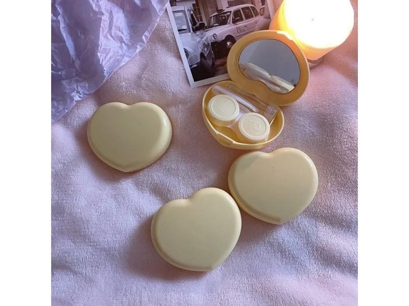 Cream Candy Contact Lens Case Portable Mirror Companion Box Carousel 1