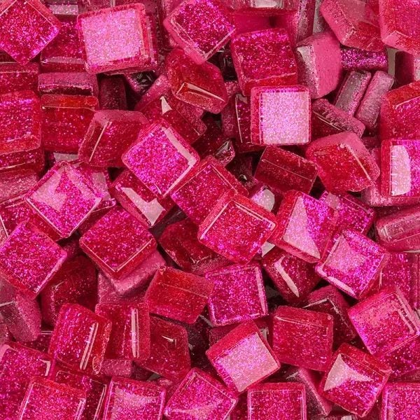 100pcs Glitter Shiny Glass Mosaic Tiles 1cm Square 0.4cm Thickness DIY Crafts Carousel 1