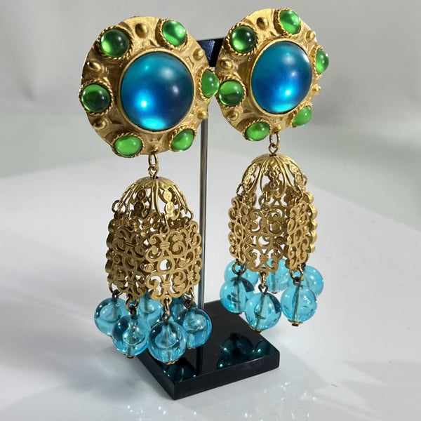 Huge 1980s Vintage Designer Signed 'CRAFT' (USA) Statement Earrings Carousel 2