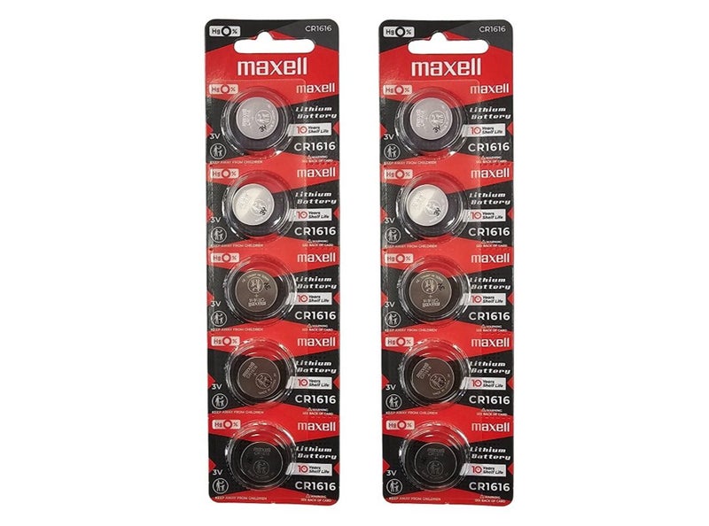 CR1616 Maxell 3V Lithium Coin Batteries - 10 Pack Carousel 1