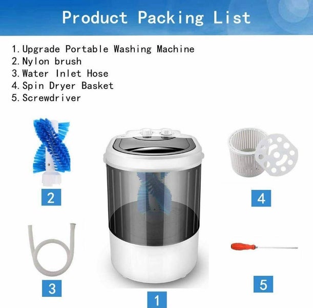 Portable Camping Washing Machine Black 3L Carousel 10