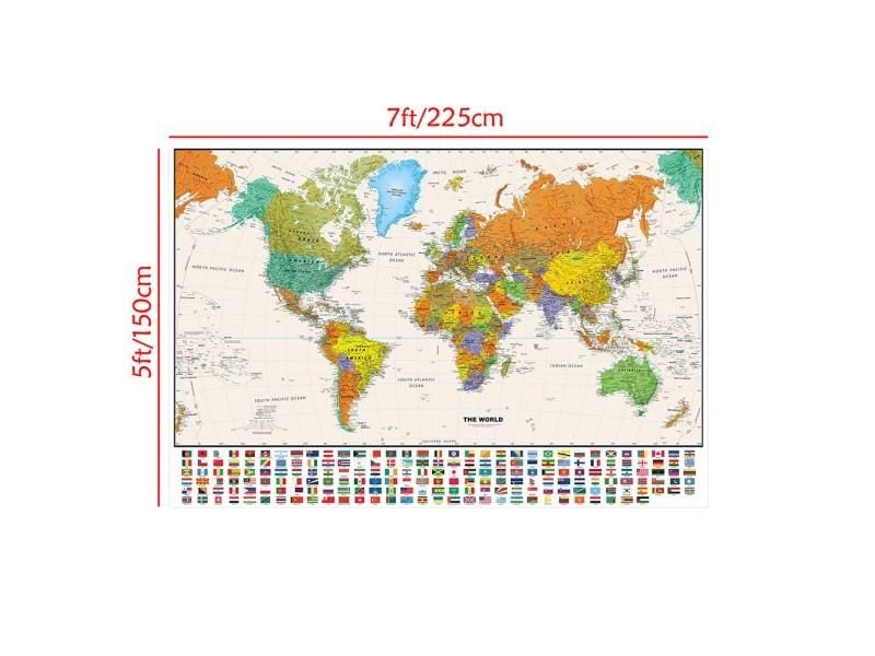 150x225cm World Map Spray Map Decorative Hanging Picture For Education Home Carousel 1
