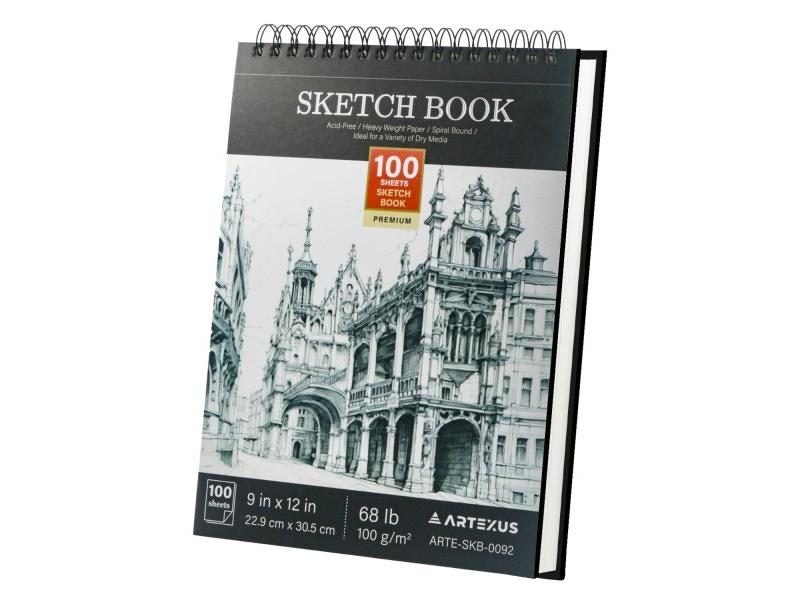 9" X 12" Sketch Book Top Spiral Bound Sketch Pad 100 Sheets 68lb/100gsm Drawing Carousel 1