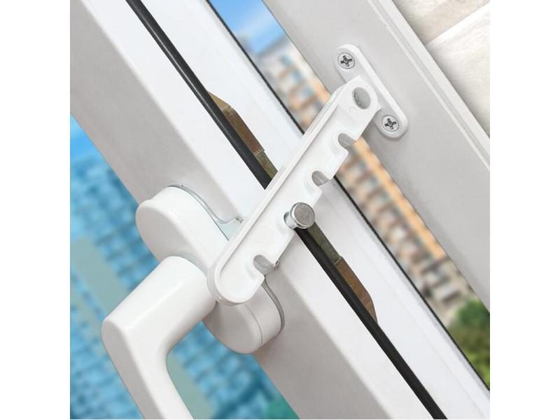 Adjustable Window Limiter Latch Sash Blocking Lock ABS Window Brace With Screws Carousel 1