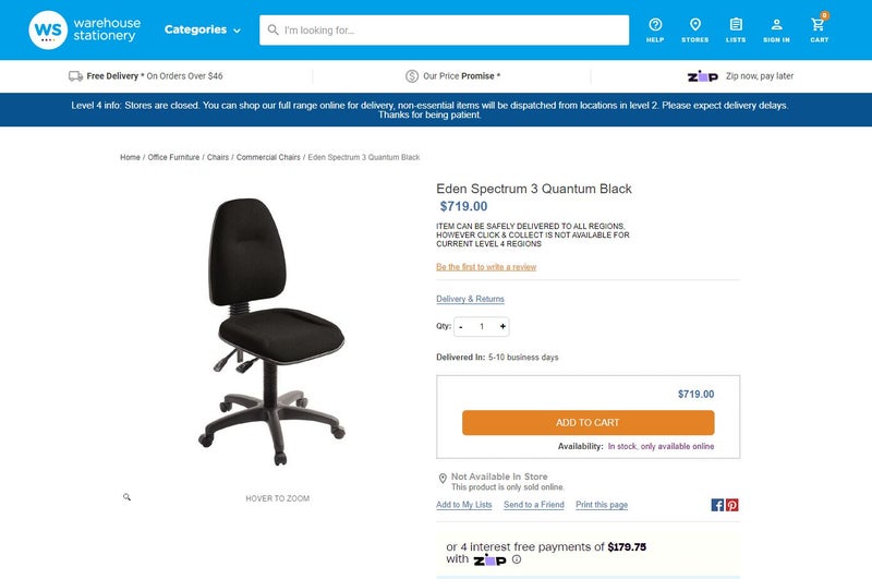 EOS Spectrum 3 Ergonomic Office Chair (Deep Cleaned) Carousel 2