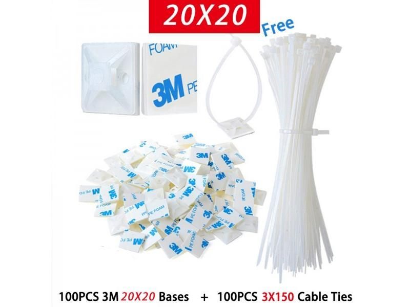 50/100 Cable Tie Bases Mount 3M Glue Wire Holder Car Fixing Clamps Carousel 1